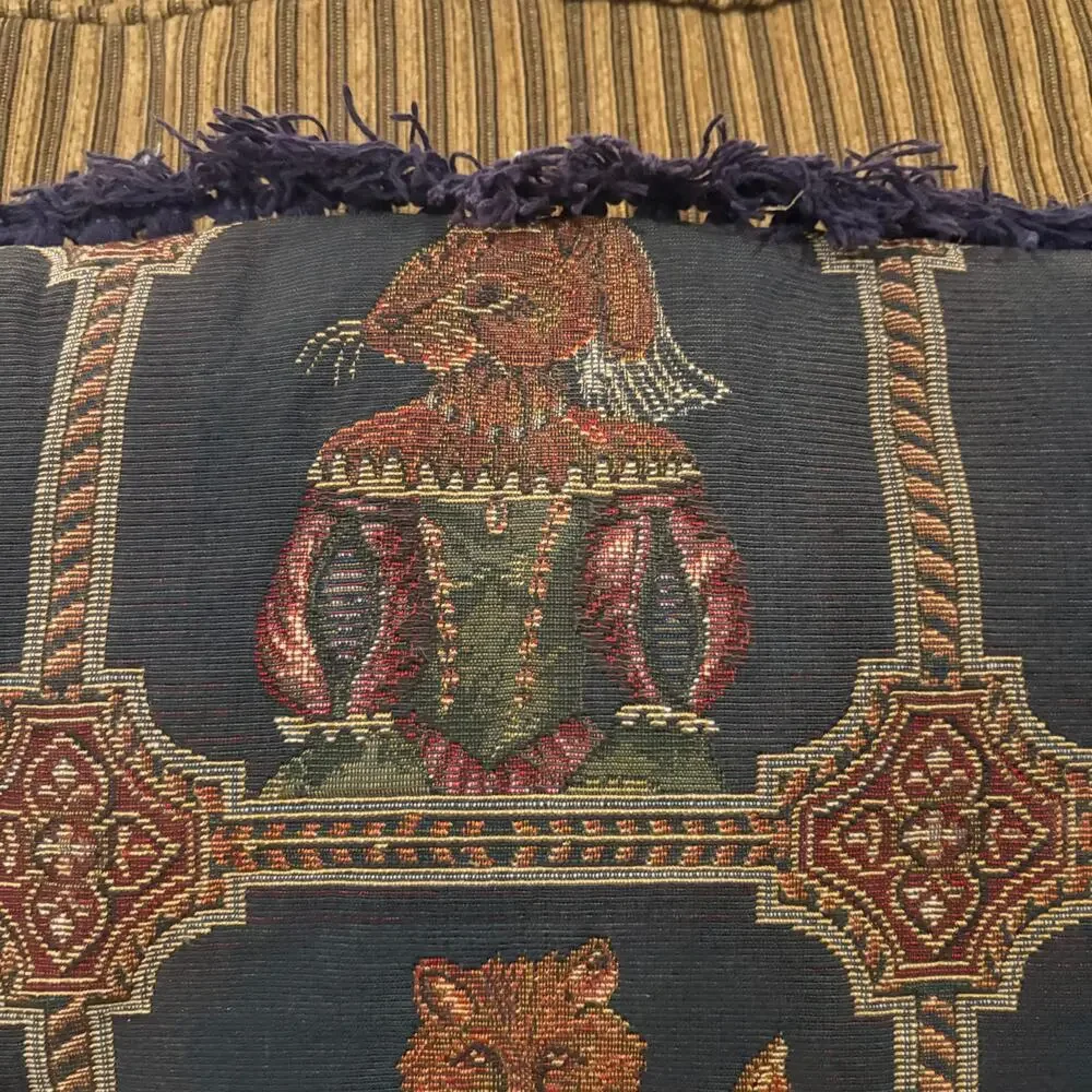Regal Animals Tapestry Fringe Pillow Aristocrat Royalty Cats Dogs Belgian